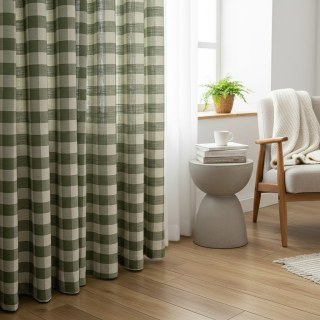 Chalet Charm Sage Olive Vert Linge Style Gingham Vérifiez les rideaux de plaid 5