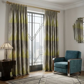 Déco Diamant jaune et gris Art Déco Rideaux géométriques avec des détails dorés 3