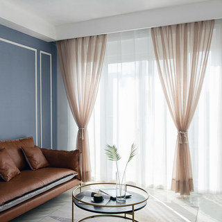 Soft Glow Light Brown Sheer Voile Curtain 7