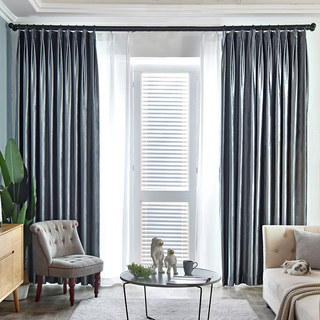 Luxury Metallic Blue Grey Velvet Curtains 2