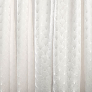 The Roaring Twenties Luxury Art Deco Shell Patterned Cream Ivory Curtain 4