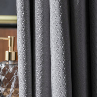 Scandinavian Basketweave Textured Morandi Grey Velvet Blackout Curtains 4
