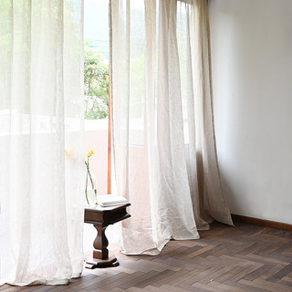 Zen Garden 100% Pure Flax Linen Natural Colour Sheer Voile Curtain 11