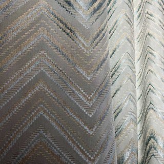 Chic Chevron Art Deco Duck Egg Blue Glitter Curtains 2