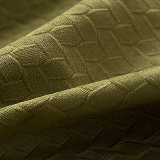 Scandinavian Basketweave Textured Olive Green Velvet Blackout Curtains 7