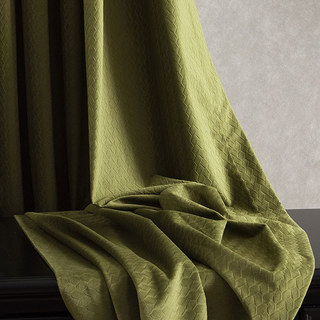 Scandinavian Basketweave Textured Olive Green Velvet Blackout Curtains 5