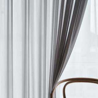 Sun Rays Bold Striped Grey Voile Curtain 2