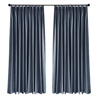 Fine Cadet Blue Velvet Curtain 4
