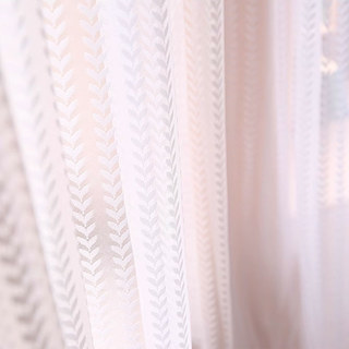 Chevron Stripe Jacquard White Sheer Voile Curtain 9
