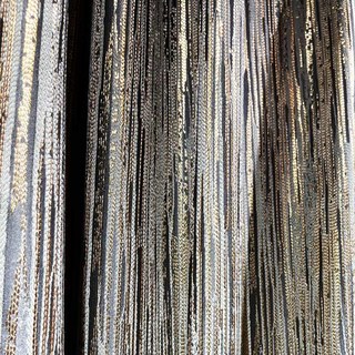 Gilded Stripes Subtle Textured Gray and Gold Striped Curtain 1