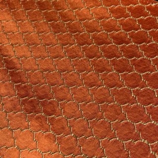 Fancy Trellis 3D Jacquard Orange Geometric Curtains with Gold Details