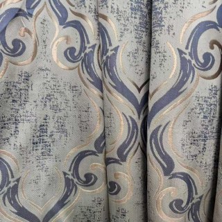 Baroque Mist Blue and Gold Damask Curtains 2