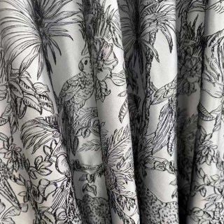 Jungle Jive Leopard and Parrot Silver and Black Blackout Curtains 3