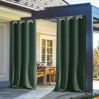 Malibu Waterproof Blackout Twill Dark Green Outdoor Curtain 3