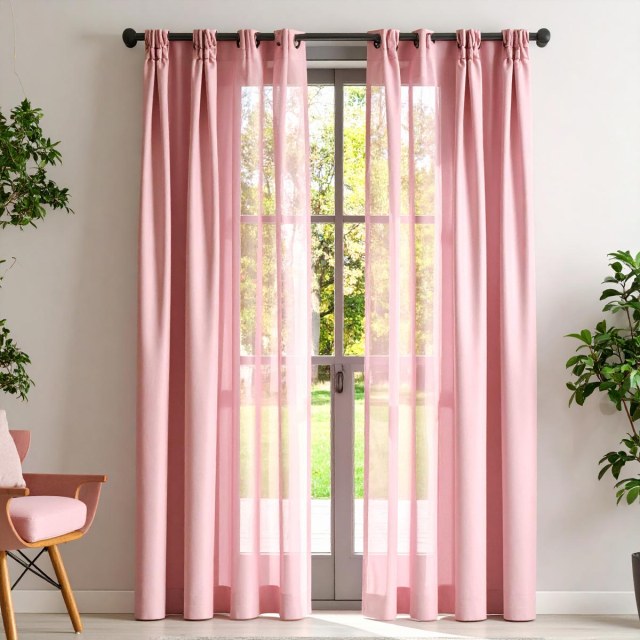 Luxe Pink Sheer Voile Curtain 1