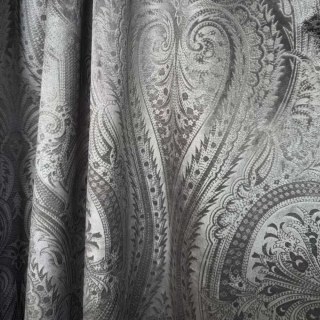 Royal Mirage Jacquard Charcoal Gray Damask Velvet Curtain 1