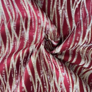 Woven Drift Abstract Geometric Burgundy Wine Red Curtain with Metallic Gold Accents 8