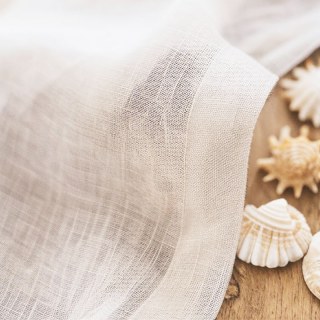 Zen Garden Pure Flax Linen Ivory White Voile Curtain 4