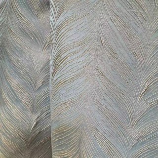 Aqualuna Duck Egg Blue Curtain with Gold Herringbone Details 2