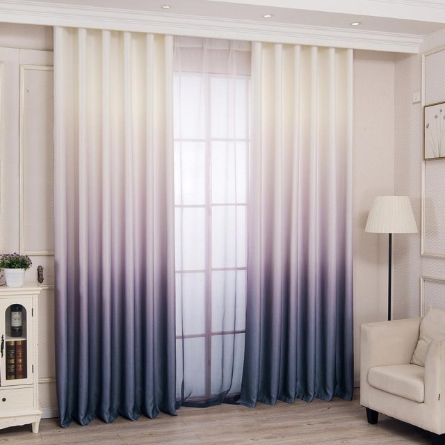 Candy Land Linen Style Grey Ombre Curtain 1