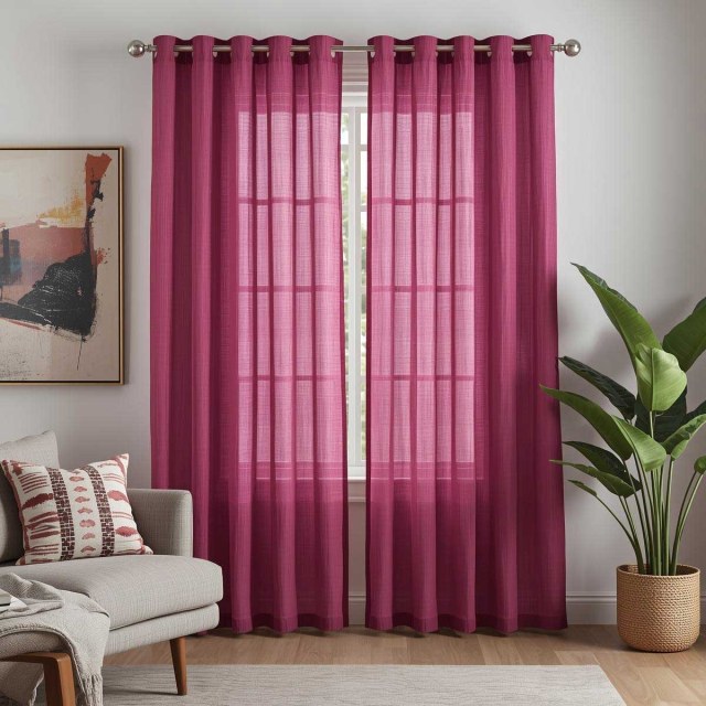 Notting Hill Rose Pink Voile Curtain 1