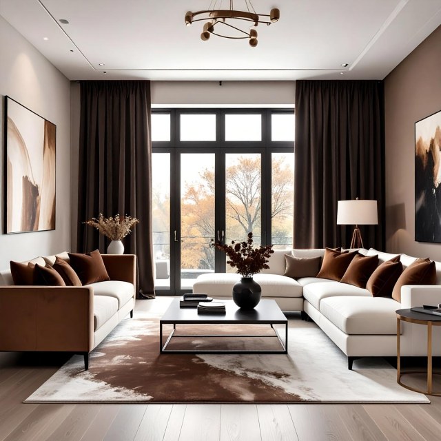 Lustrous Dark Brown Velvet Curtain 1