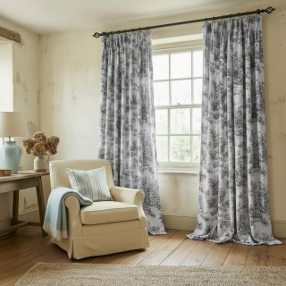 Amour Pastorale Black Toile de Jour Chenille Curtains 2