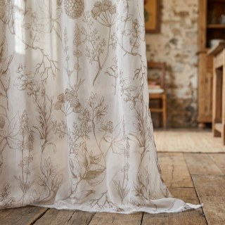 Berry Meadow Mocha Brown Floral Voile Curtains 3