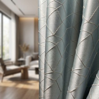 Capriccio Luxury 3D Jacquard Geometric Duck Egg Blue Curtain