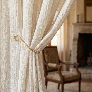 Crushed Drift Cream Linen Style Crinkle Voile Curtain 2