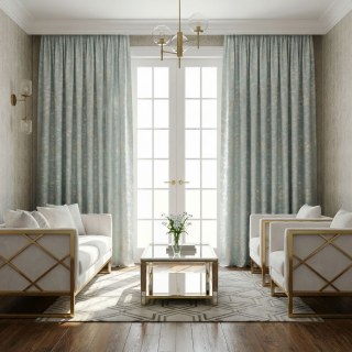 Fluttering Fanburst Art Deco Geometric Pastel Sage Duck Egg Green Curtains