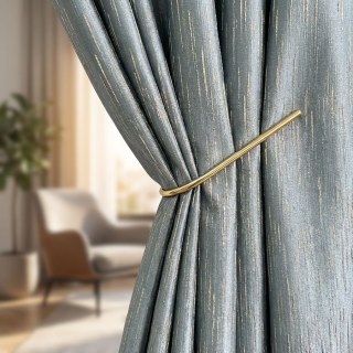 Gilded Stream Duck Egg Blue Curtain with Metallic Stripes 2