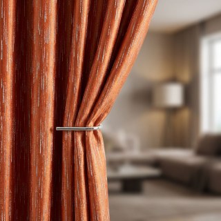 Gilded Stream Orange Curtain with Metallic Stripes 2