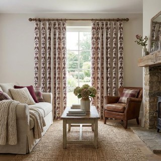 Heirloom Stripe Heavyweight Maroon Reddish Brown Floral Chenille Curtain 3