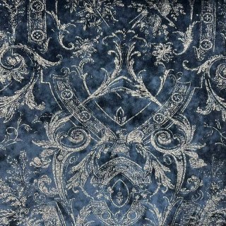 Heritage Luxury Blue Gilded Damask Velvet Curtain 5