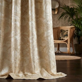 Jungle Jive Leopard and Parrot Cream Gold Blackout Curtains 2
