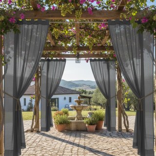 Laguna Outdoor Waterproof Dark Grey Voile Curtain