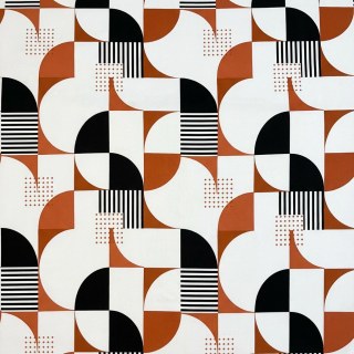 Retro Rhythm Mid Century Modern Orange and Black Geometric Curtain 6