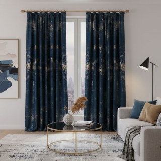Sparkle Life Gold Glitter Blue Velvet Blackout Curtain 4
