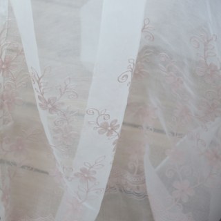 Touch Of Grace Embroidered Blush Pink Flower Voile Curtain 4