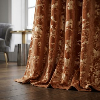 Enigma Sheen Terracotta Orange Gilded Velvet Curtains 2