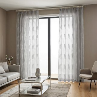 Feathered Fantasy Ash Grey Shimmering Voile Curtain 2