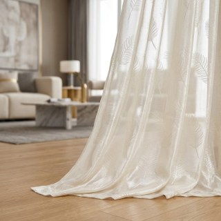 Feathered Fantasy Ivory White Shimmering Voile Curtain