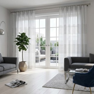Greek Key Ivory White Heavy Mesh Net Curtain 2