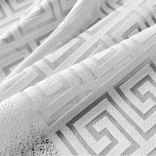 Greek Key Ivory White Heavy Mesh Net Curtain 7