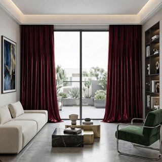 Luminous Luxe Burgundy Wine Red Velvet Curtains 2