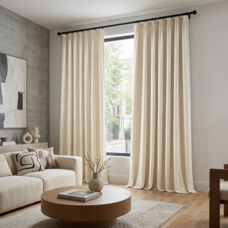 Luxury Cream Off White Chenille Curtain