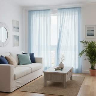 Soft Breeze Baby Blue Chiffon Voile Curtain 2