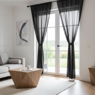 Soft Breeze Black Chiffon Voile Curtain 3