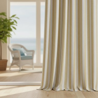 Coastal Weave Sandstone Yellow Striped Natural Linen Cotton Blend Curtains 2